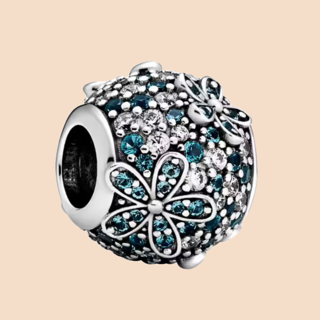 Charm separador con flores verdes