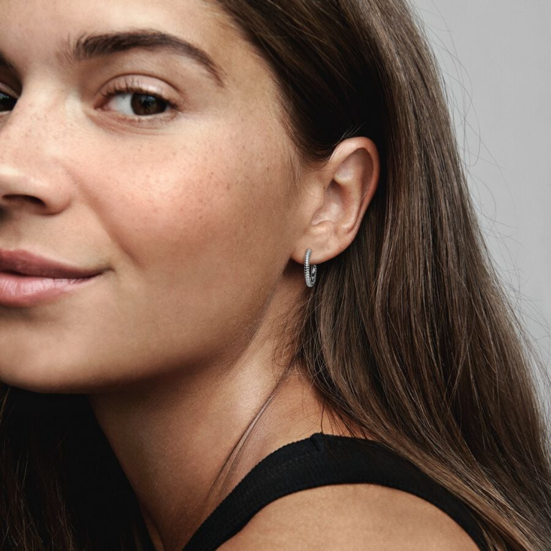 Arracadas medianadas plata cadena serpiente