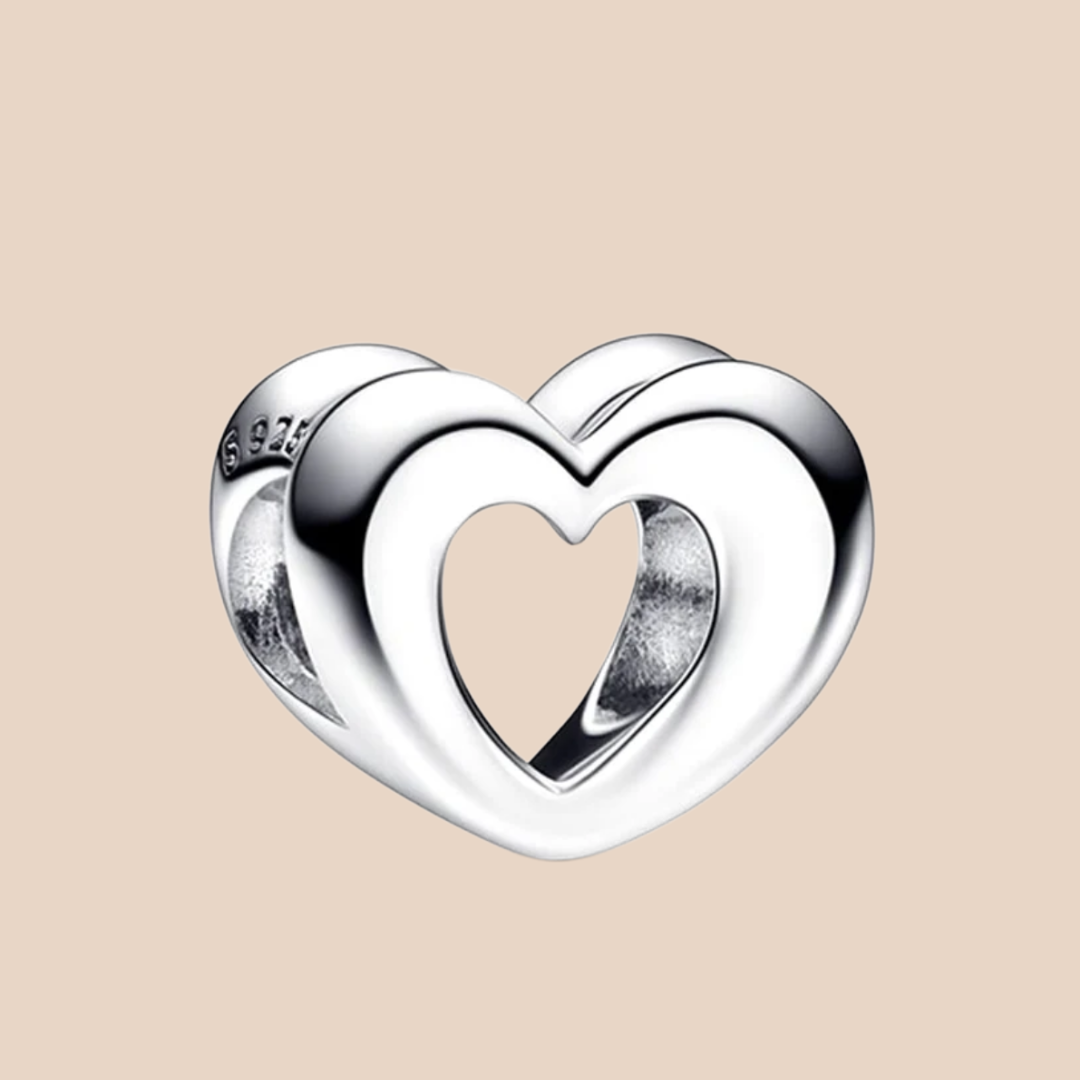 Charm Corazón plata abierto