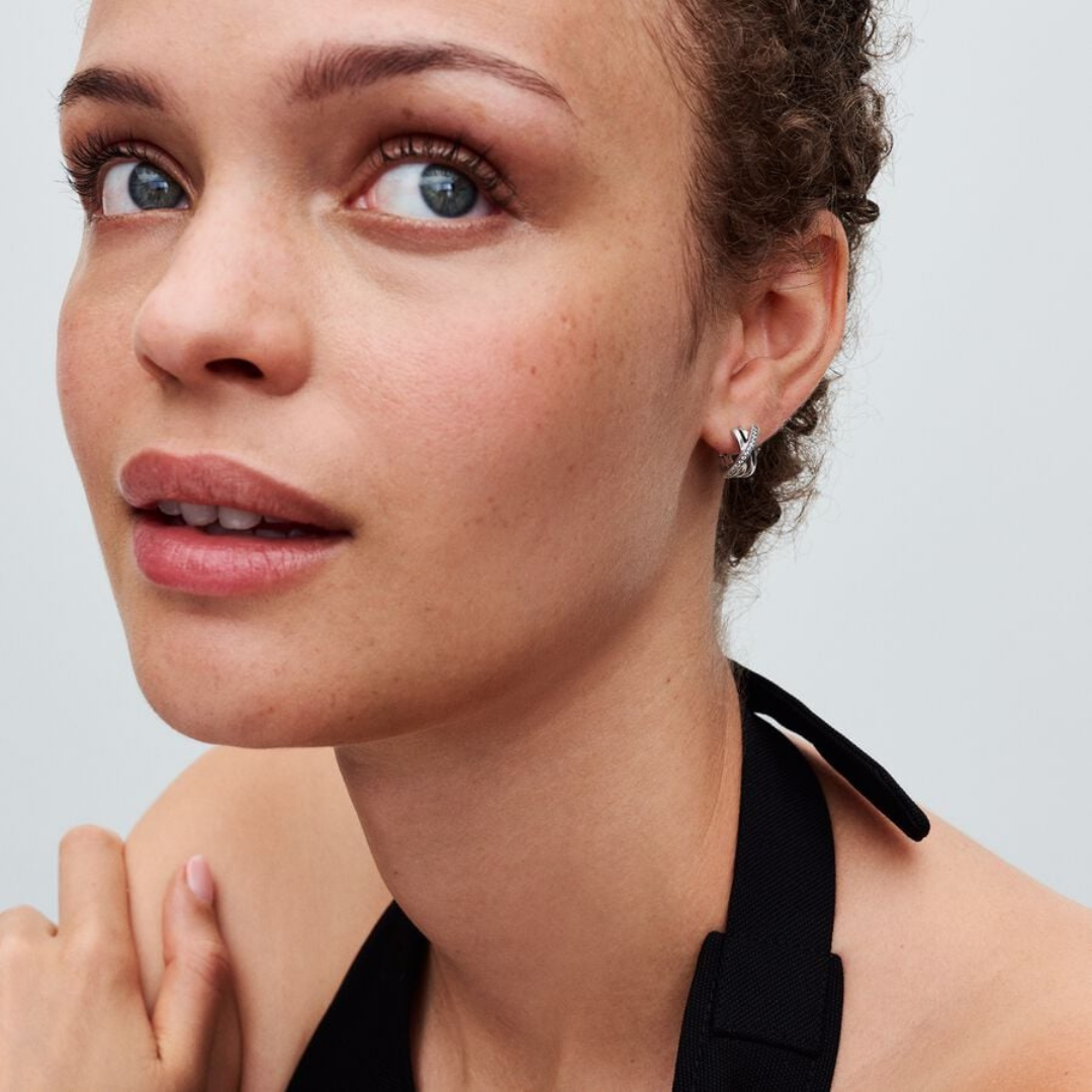 Aretes plata tres aros cruzados