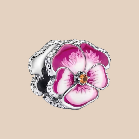 Charm flor rosa con blanco