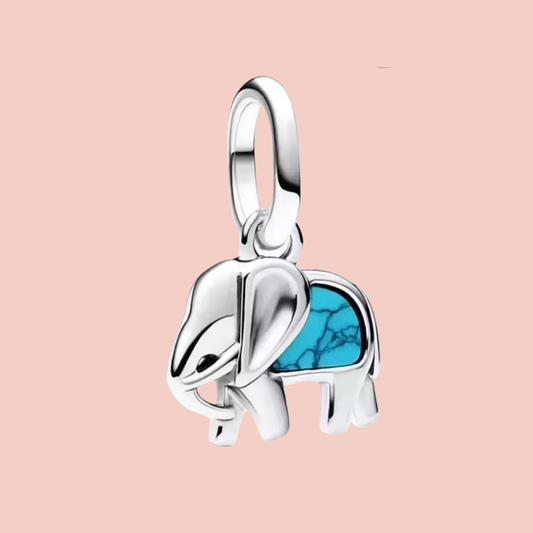 Charm elefante azul para pulseras de eslabones