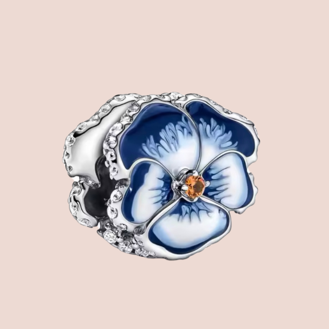 Charm flor azul con blanco
