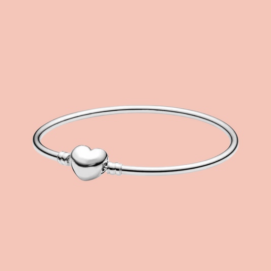 Pulsera rígida con corazón plata