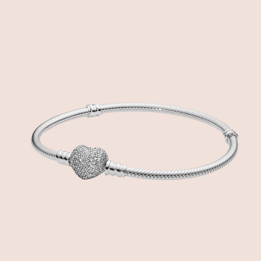 Pulsera corazón plata con piedras plata