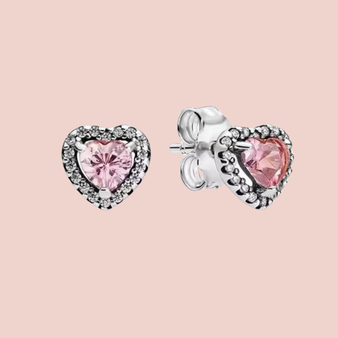 Aretes corazones rosas