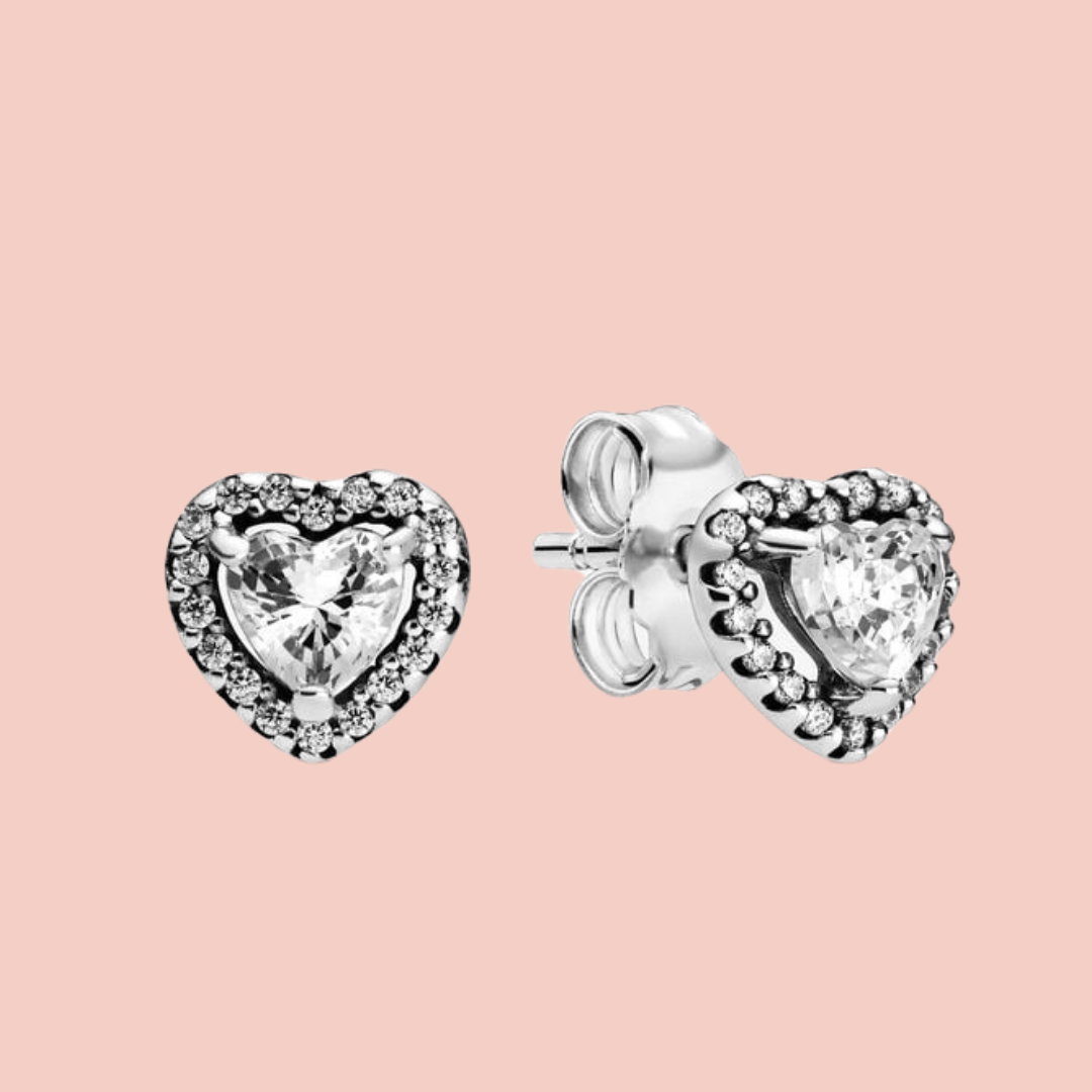 Aretes corazones con piedra plata