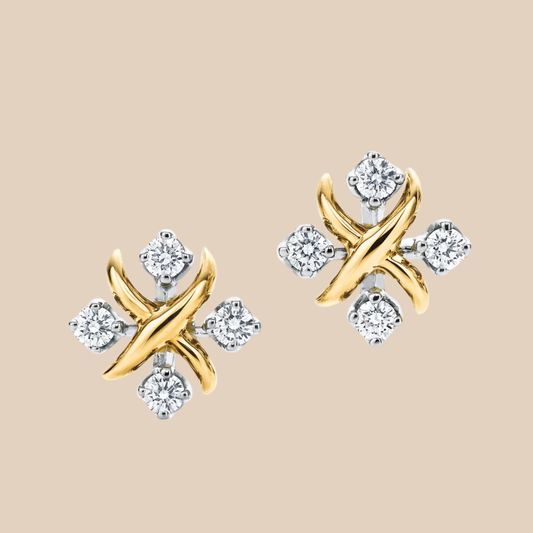 Aretes plata y dorado con piedras