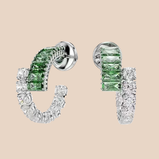 Arracadas medianas plata con piedras verdes