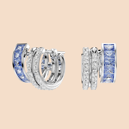 Arracadas dobles con piedras azules y plata