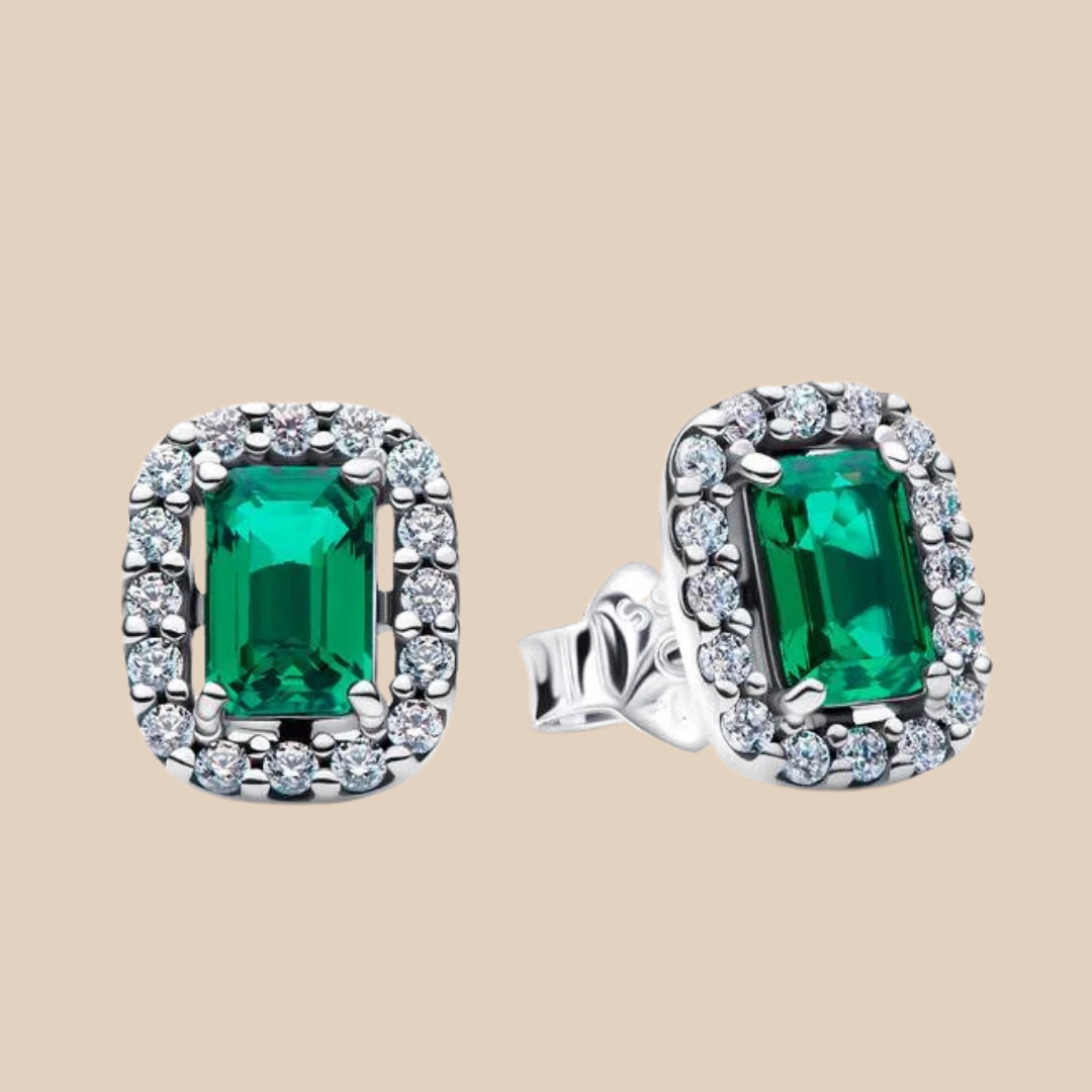 Aretes plata con piedra verde