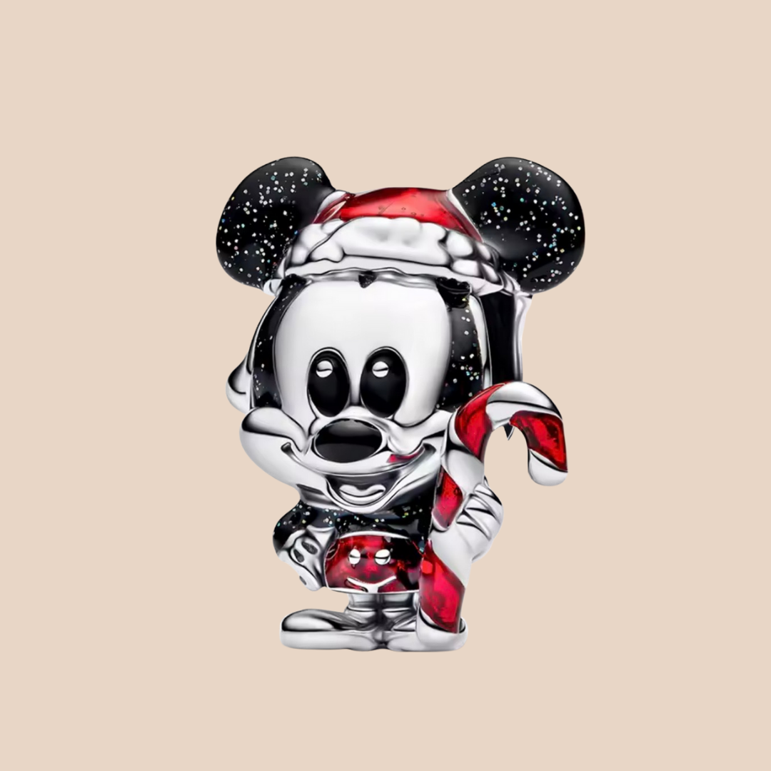 Charm Mickey navideño con bastón