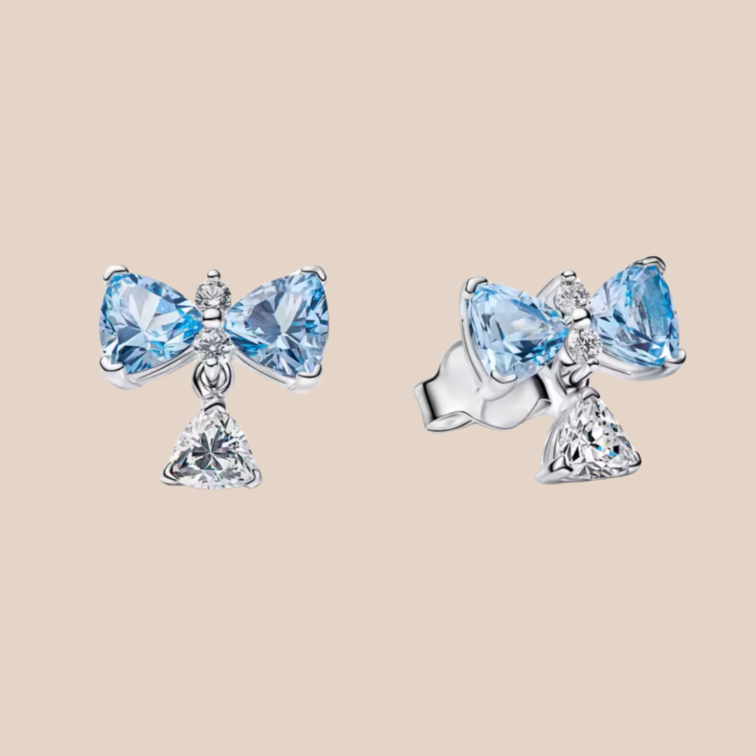 Aretes moño azul