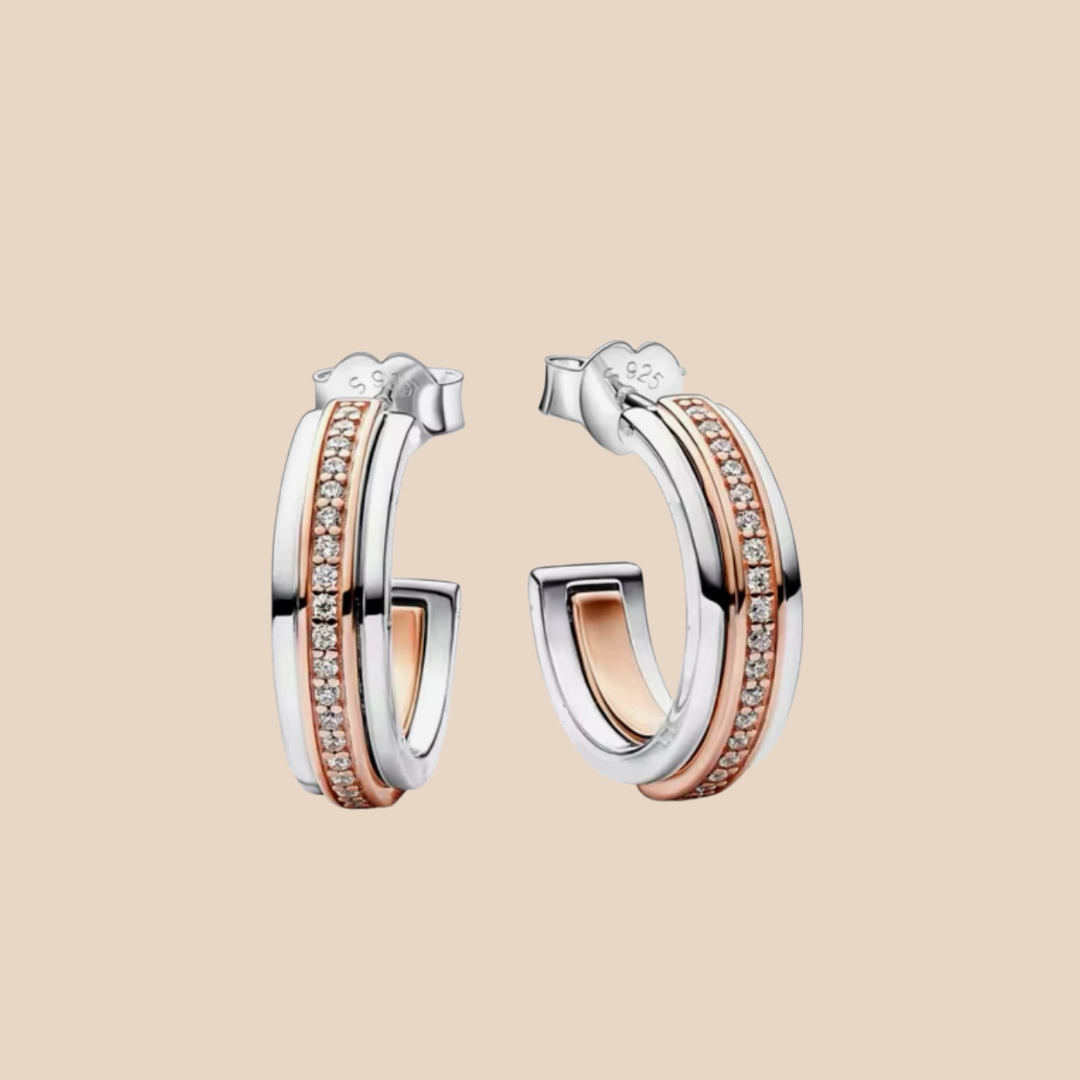 Arracadas plata con oro rosa