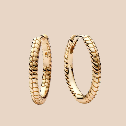 Arracadas medianas cadena serpiente doradas