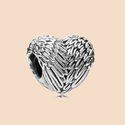 Charm corazón plata con alas