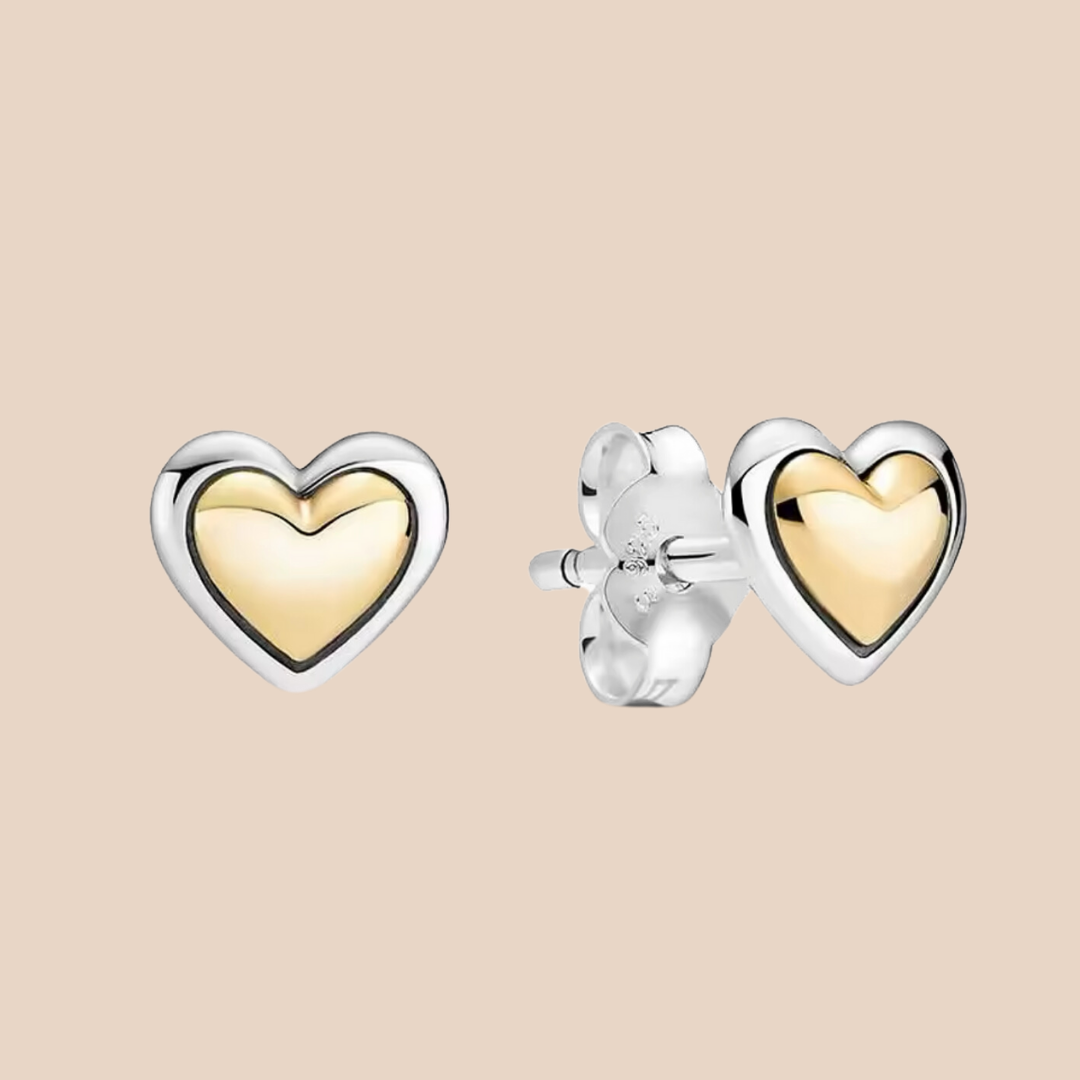 Aretes pequeños corazones plata con dorado