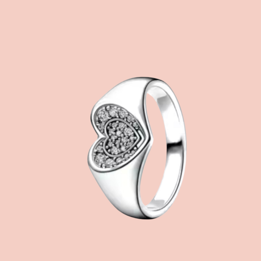 Anillo plata corazón con piedras