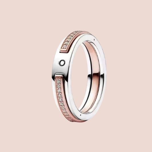 Anillo plata y oro rosa