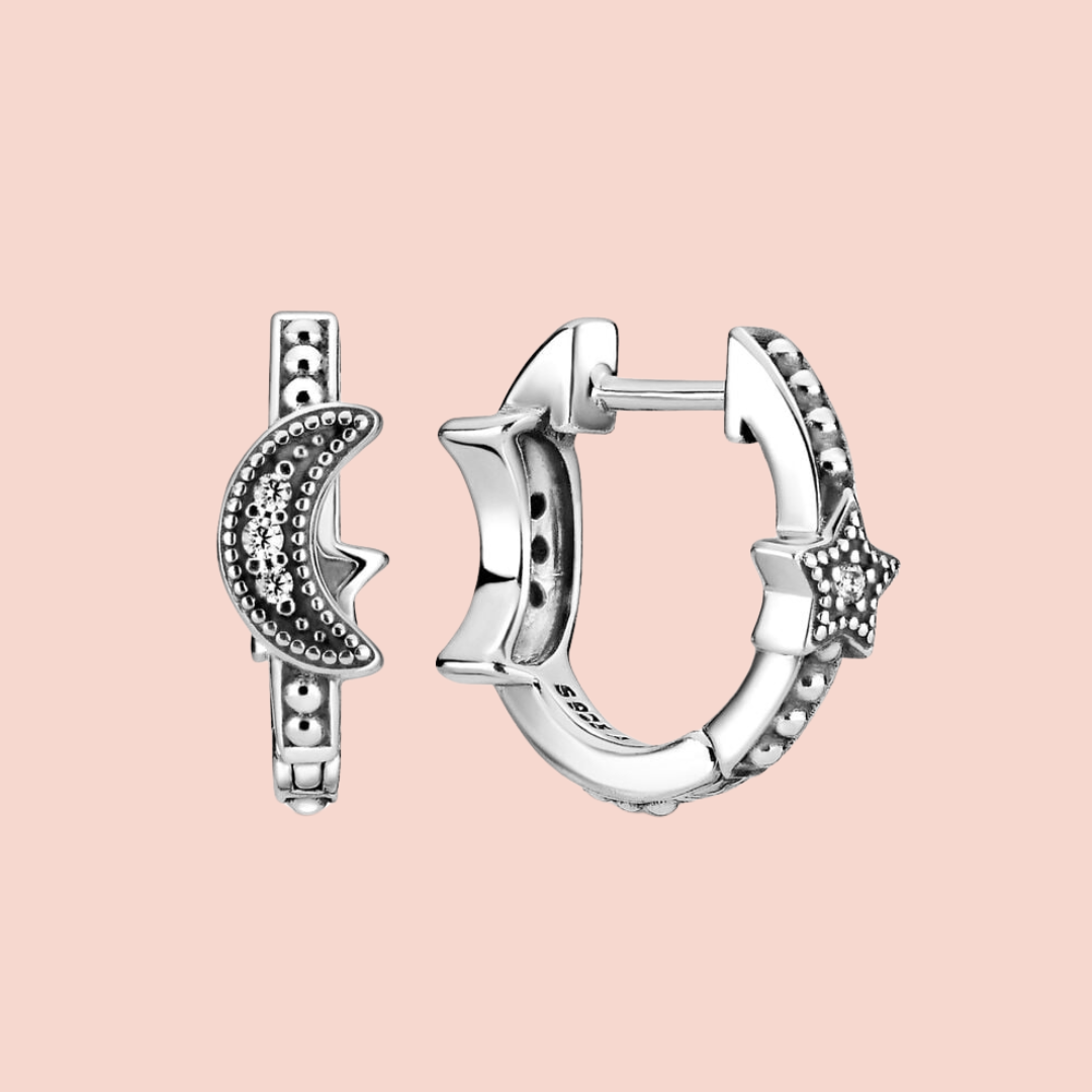 Arracadas luna y estrella pequeñas