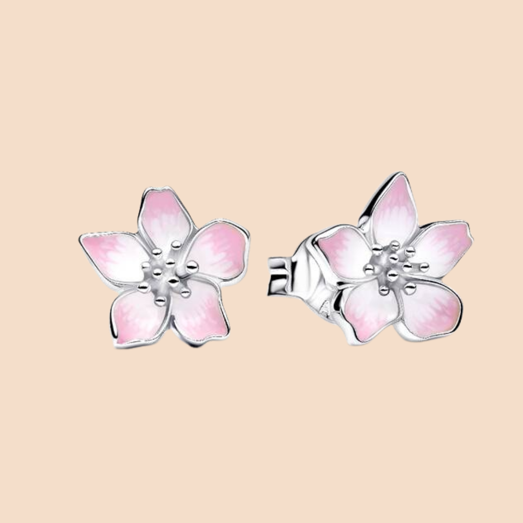 Aretes flor rosa