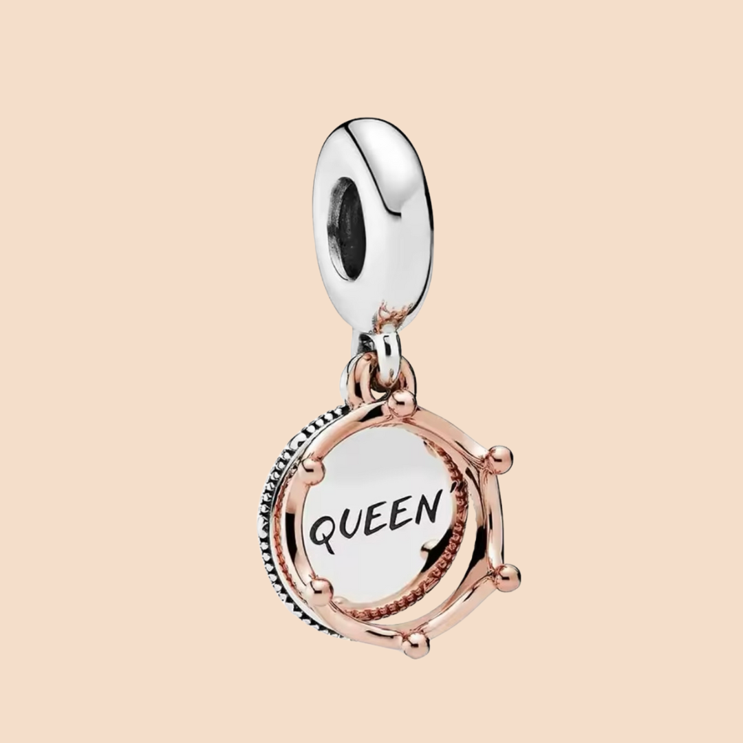 Charm Queen con corona oro rosa colgante