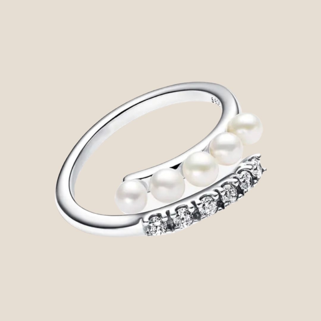 Anillo plata con cinco perlas