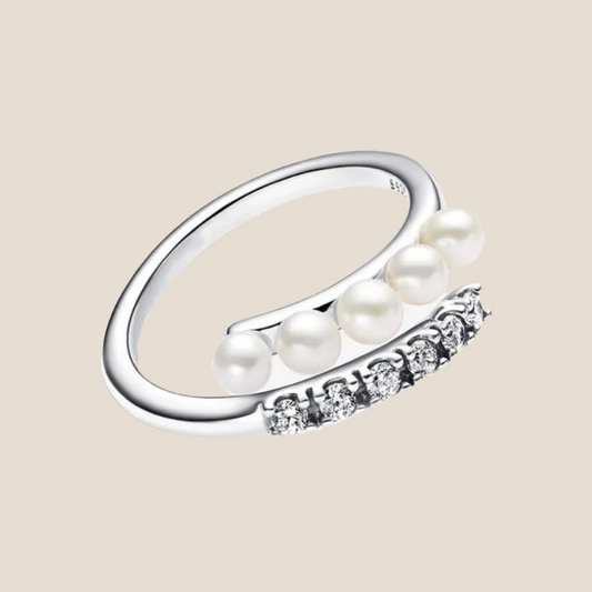 Anillo plata con cinco perlas