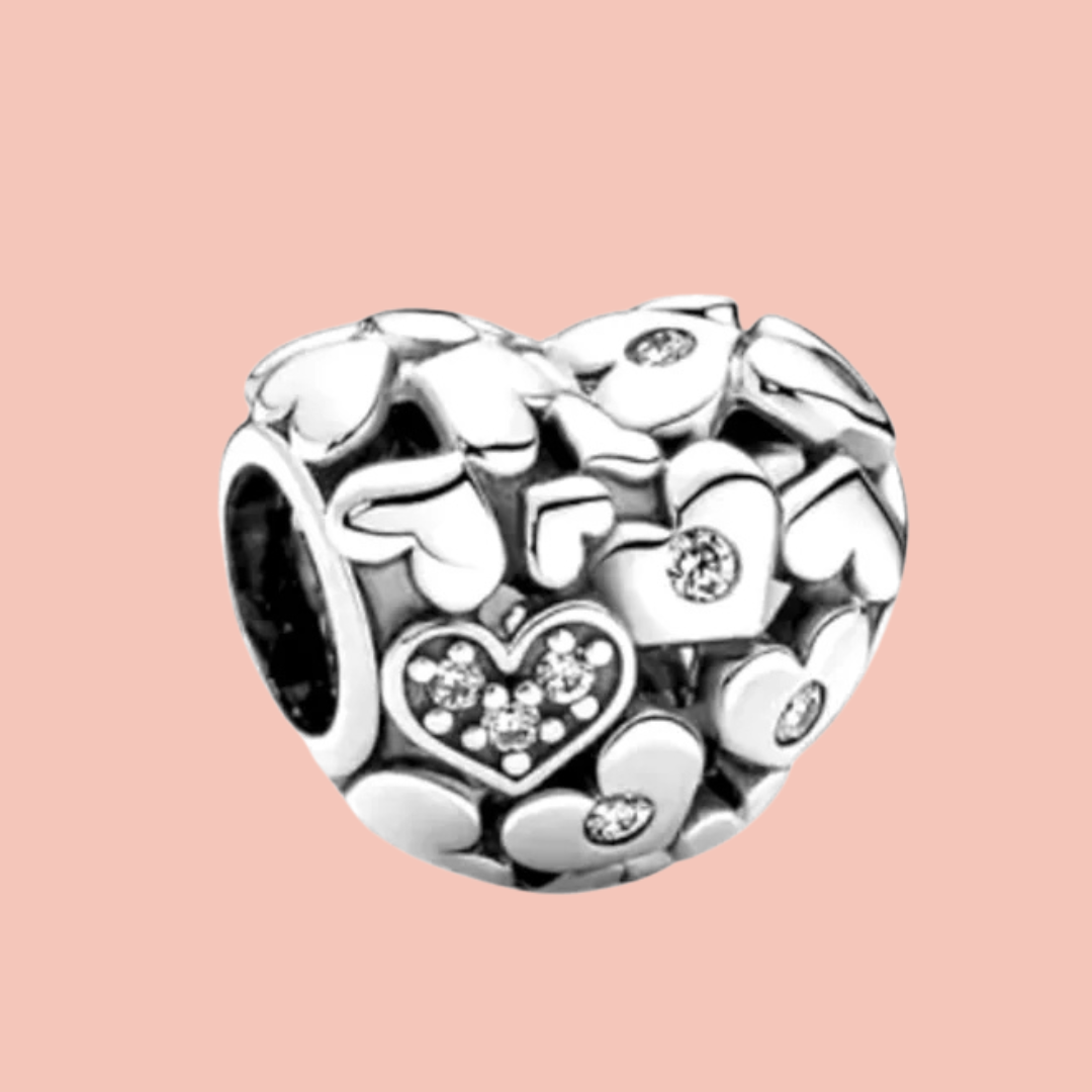 Charm corazón plata con corazones pequeños plata