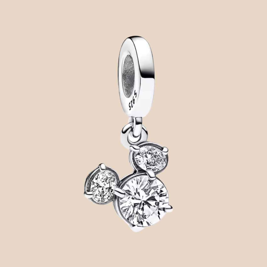 Charm cara de Mickey con piedras plata colgante