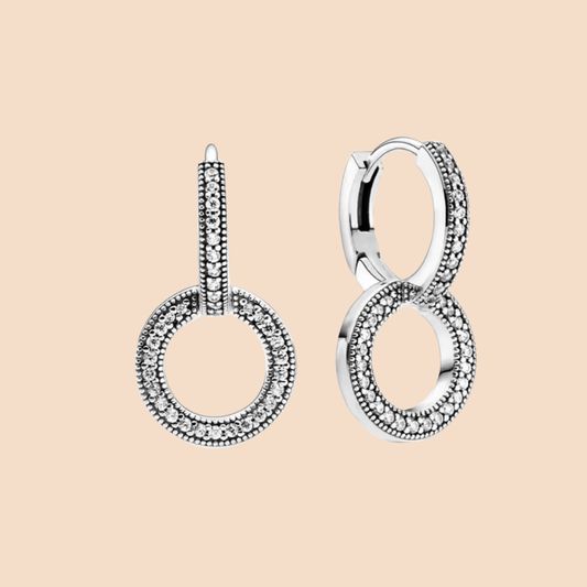 Aretes plata doble aro con piedras