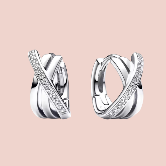 Aretes plata tres aros cruzados