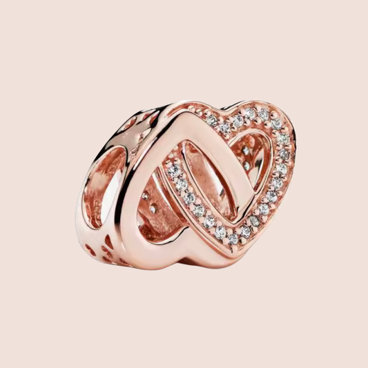 Charm dos corazones oro rosa