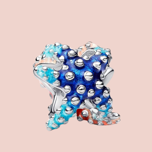 Charm estrella de mar azul y naranja
