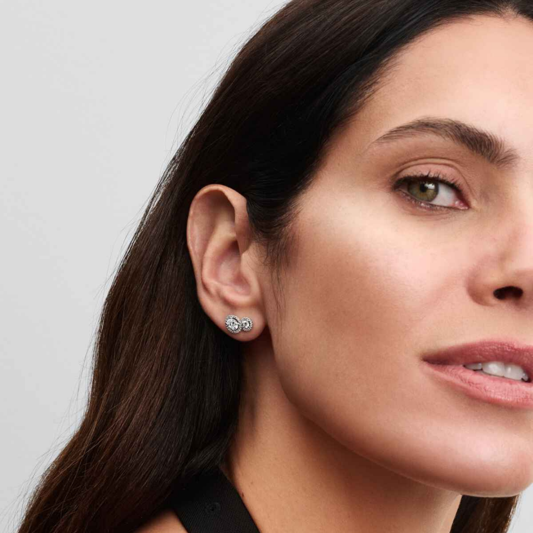Aretes con dos zirconias plata
